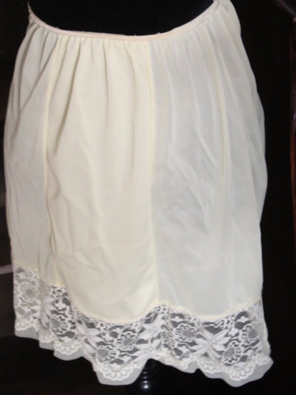 Vintage 60's style Yellow Slip Skirt with lace